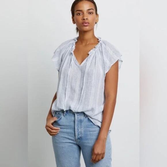 Rails Revolve Raven Flutter Sleeve Linen Top Alameda Stripe Womens XXL - Picture 1 of 7